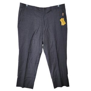 Adolfo Gold Mens Dress Pants Charcoal Grey Wool Cashmere Flat Front 42W 32L
